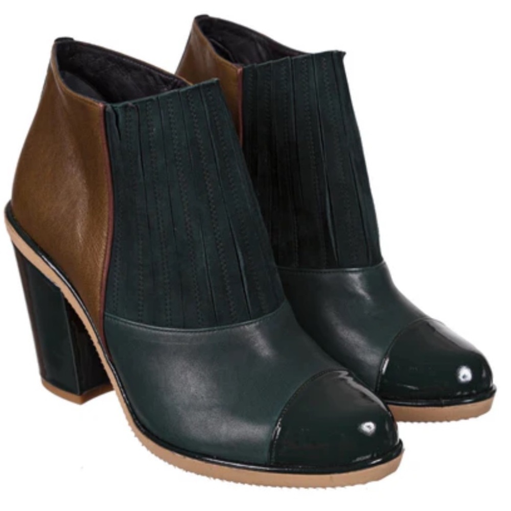 Leather Handmade Kron By Kronkron Green boots : brand new